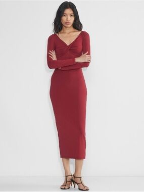 Contour Symbolic Dress, Second-skin longsleeve twist-front dress size S